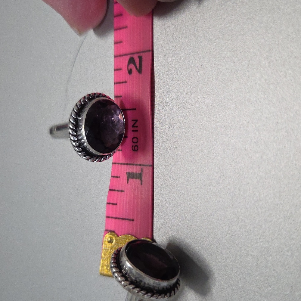 Sterling Silver Amethyst Cuff Links - Picture 4 of 4